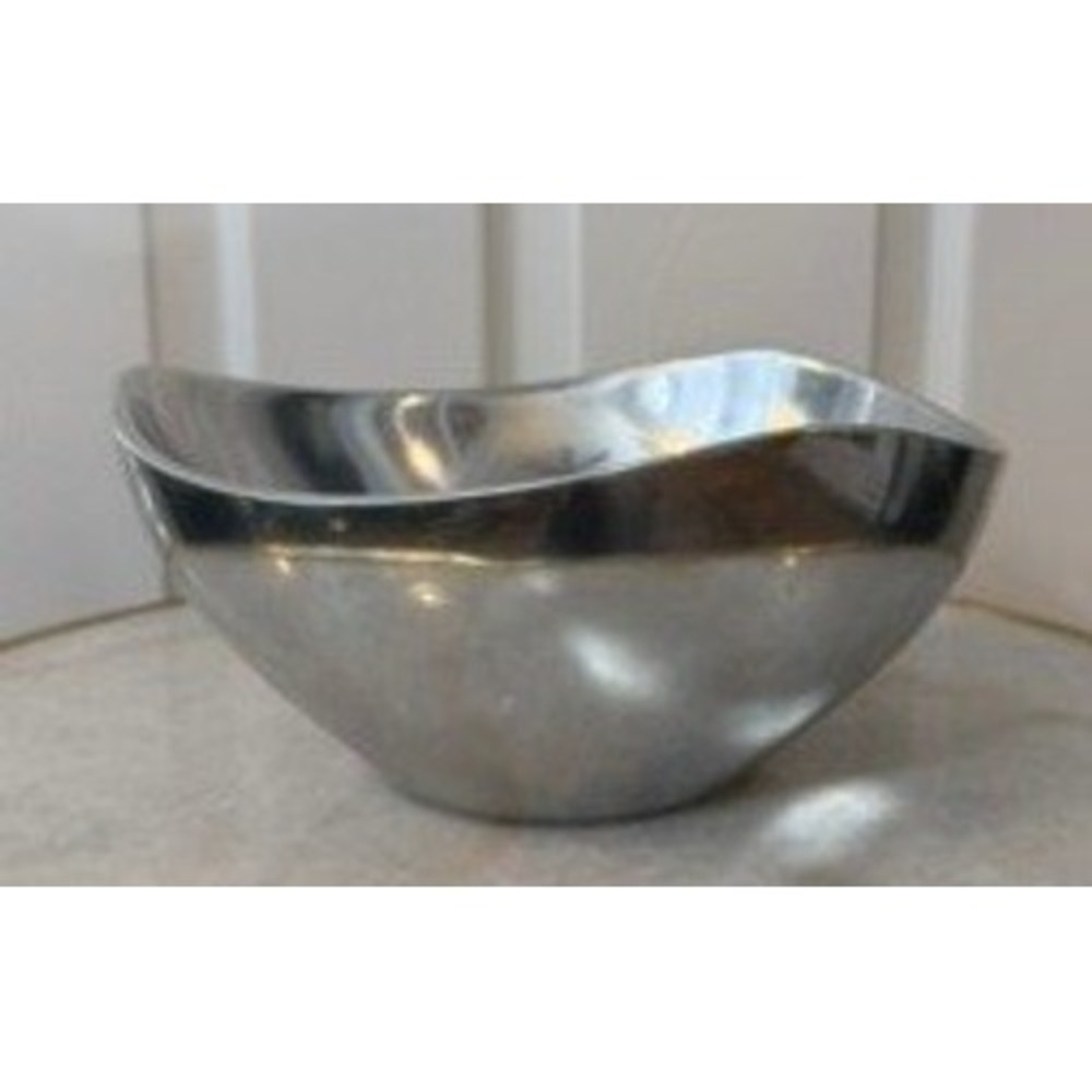 Nambe 527 Tri-Corner Alloy Serving Bowl Mid-Century Modern MCM Silver 9.5 Inch